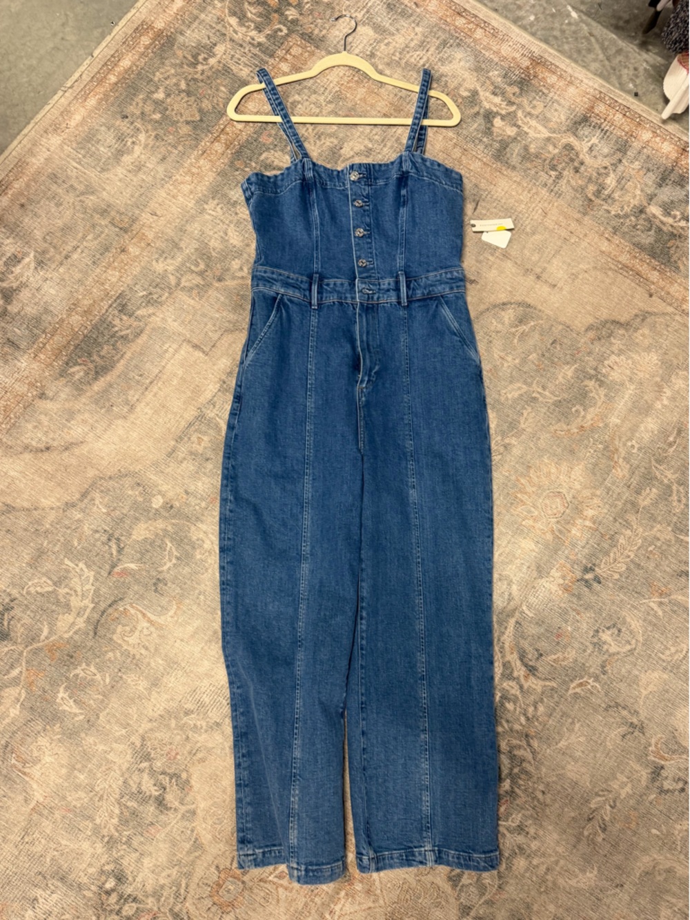 PAIGE Anessa Sleeveless Crop
Wide Leg Denim Jumpsuit NWT